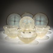 René Lalique , Sechs Schalen und sechs Teller 'Coquilles' No. 5, 1924