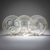 René Lalique, Drei Schalen, 'Volubilis', 1921, 'Vernon', 1928, 'Véronique', 1928