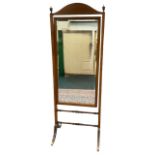 A nineteenth century mahogany cheval mirror crossbanded in walnut and framed by boxwood & ebony