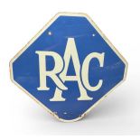 Original vintage double sided RAC enamel sign, 55.5 x 54.5cm.