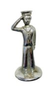 Vintage chromium plated car mascot in the form of a sailor, with screw fitting to base, 11cm in heig