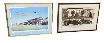 John Young 'Summer Rally' Artist's proof print and a black and white photographic print of pre war B