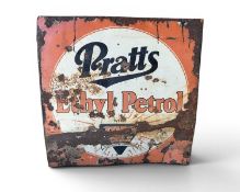 Original 1920s / 30s Pratts Ethyl Petrol enamel advertising sign, 92cm x 91.5cm