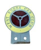 West Essex Car Club chromium and enamel car badge