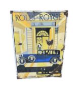 Rolls-Royce 'As silent as its shadow' enamel advertising sign, 51cm x 35.5cm, probably a later copy