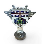 British Racing Drivers' Club (BRDC) chromium and enamel members' car badge, stamped Collins, London