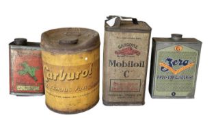 Collection of four assorted vintage oils and lubricants in tins to include Gargoyle Mobiloil "C" (4)