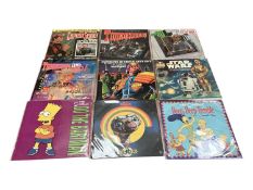 160 plus 45s including Thunderbirds are Go, Star Wars, Simpsons, E.T., Walt Disney (30 plus), Emmanu
