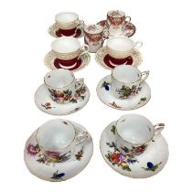 Set of four Herand porcelain cups and saucers, pair of Shelley coffee cups and saucers and three oth
