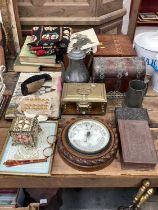 Bobby & Jannings of Ipswich aneroid barometer, Victorian work boxes, books and sundry items