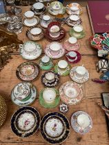 Group of Regency and later cups and saucers, including Spode, Coalport, etc