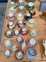 Group of English continental porcelain cups and saucers, including Dresden, Limoges, Doulton, etc