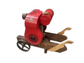Vintage Coborn air cooled stationary engine on trolley.