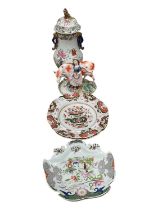 Group of 19th century ceramics, including a pair of Mason's ironstone shell dishes, pair of Mason's
