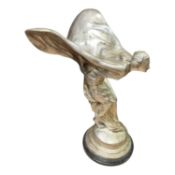 Large and impressive reproduction Rolls - Royce Spirit of Ecstasy raised on a marble plinth, bearing