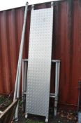 A YOUNGMAN ALUMINIUM SCAFFOLD TOWER PARTS including two ends, two crossbars and checker plated