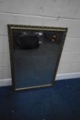 A MODERN GILT WOOD RECTANGULAR BEVELLED EDGE WALL MIRROR, 99cm x 69cm, condition report: would