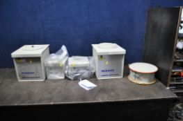 FOUR PICKELEX HEATED ACID BATHS of two different sizes and a barrel (BUYER BEWARE, factory