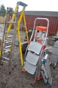 A YOUNGMAN ALUMINIUM STEP LADDER 214cm high, a Little Giant step ladder system, 1.4m to 2.24m, two
