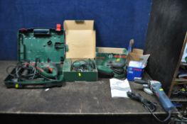 FOUR BOSCH POWER TOOLS comprising of a cased PBH 2000RE SDS drill, a PHG 500-2 heat gun, a PEX-