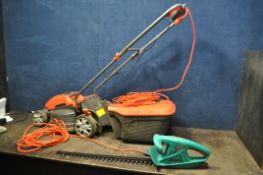 A FLYMO SPEEDI-MO 360C ELECTRIC LAWN MOWER with collection box (PAT pass and working) and a Bosch