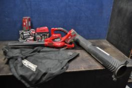 A MOUNTFIELD MBC48Li CORDLESS GARDEN BLOWER VAC (SPARES OR REPAIRS) with two 48v batteries, charger,