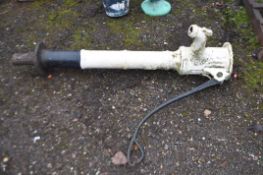 A LARGE VICTORIAN CAST IRON WATER PUMP with handle but no workings, total height 137cm, condition
