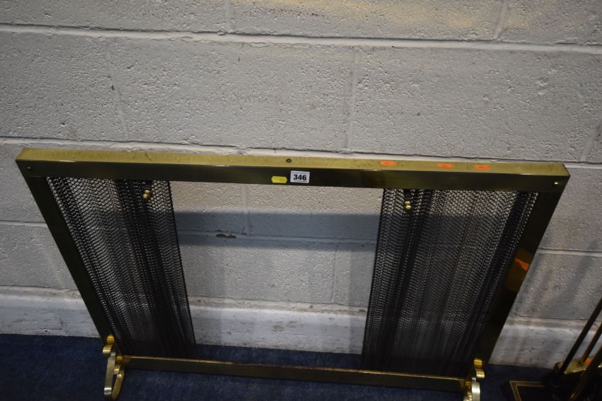 A SELECTION OF METAL WEAR, to include a fire screen with two chain ...