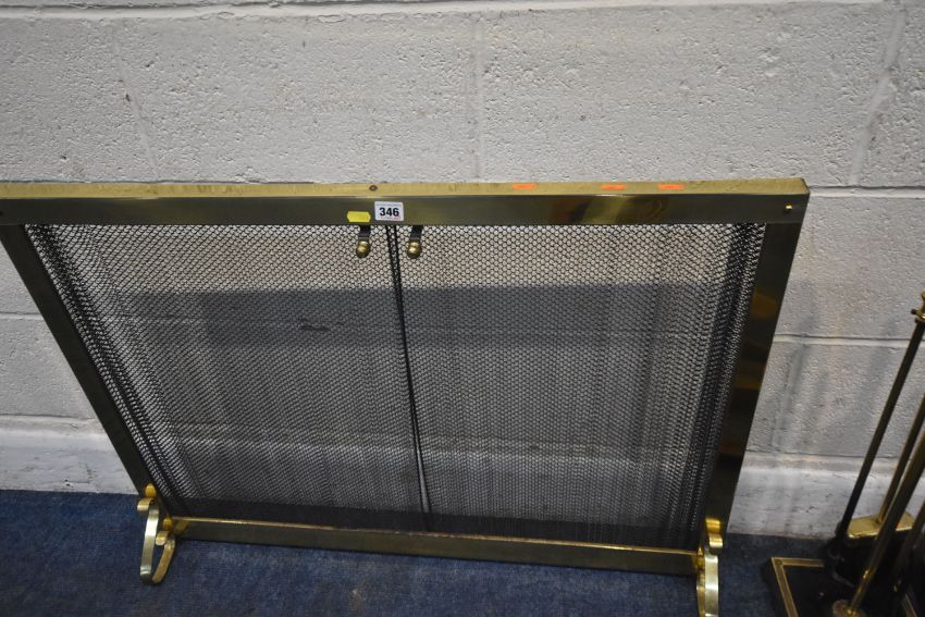 A SELECTION OF METAL WEAR, to include a fire screen with two chain ...