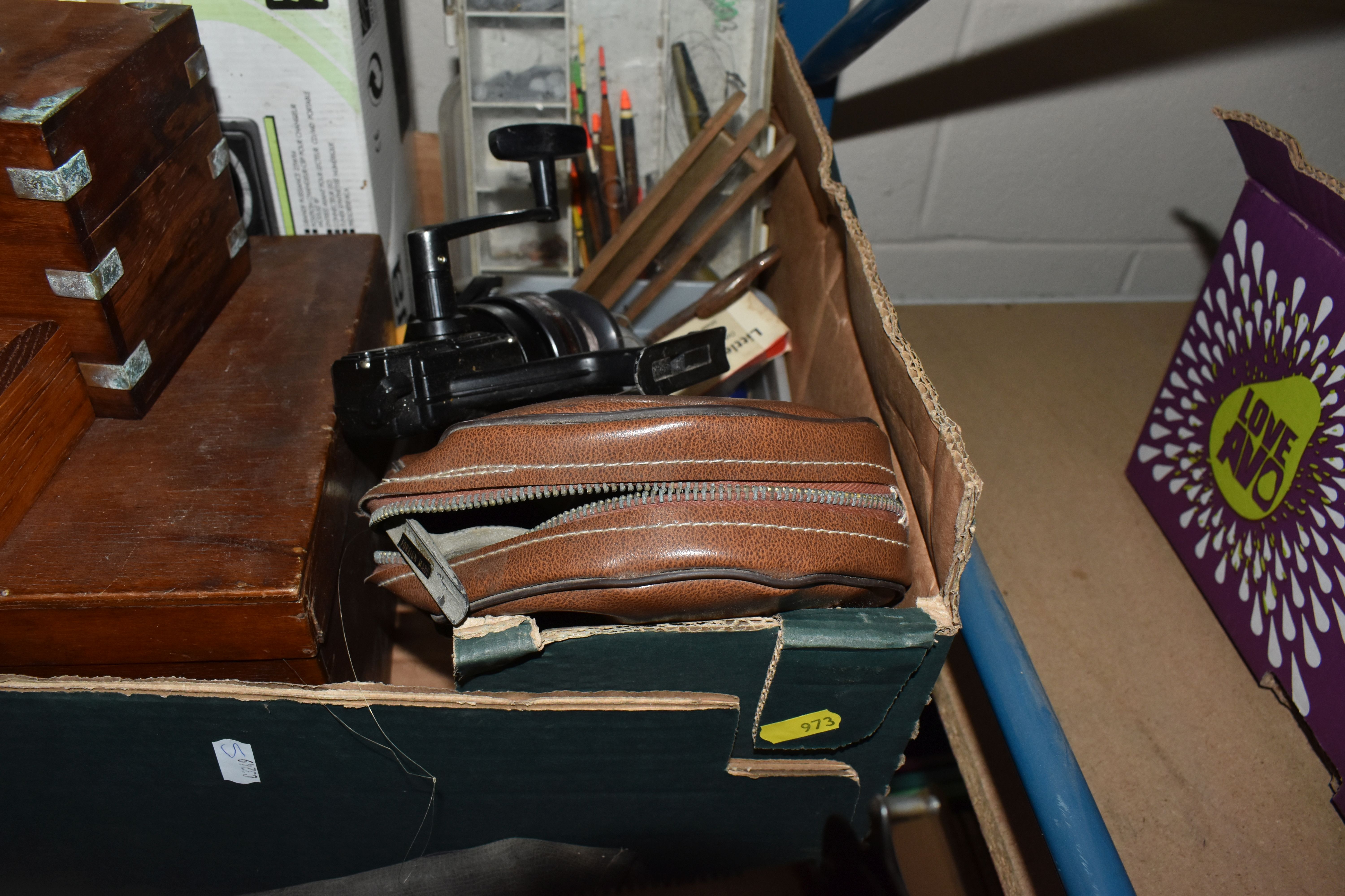 A BOX AND LOOSE FISHING INTEREST, TYPEWRITER AND SUNDRY ITEMS, to include fishing rods: Abu - Image 4 of 5