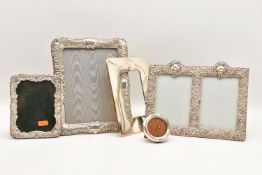 A SELECTION OF SILVER FRONTED PICTURE FRAMES, to include a double frame, measures approximately