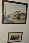 ROBERT K CALVERT (20TH /21ST CENTURY) STRATFORD ROAD, a nostalgic view of a tram passing through a