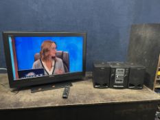 A SONY KDL-32U3000 32in TV, with remote and a Sony CFD-Z110 portable Hi Fi (both PAT pass and