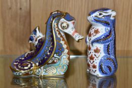 TWO ROYAL CROWN DERBY PAPERWEIGHTS, comprising 'Coral Seahorse' an exclusive commission time limited