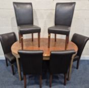 A MID-CENTURY TEAK OVAL DINING TABLE, length 153cm x depth 100cm x height 76cm, along with a set