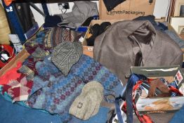 EIGHT BOXES OF ASSORTED MEN'S CLOTHES AND ACCESSORIES to include a Goldmans of Wolverhampton jacket,
