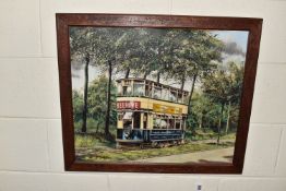 ROBERT K CALVERT (20TH /21ST CENTURY) BRISTOL ROAD, a nostalgic view of a tram on the Bristol Road