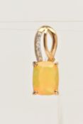 A 9CT YELLOW GOLD OPAL AND DIAMOND PENDANT, approximate length 1.8mm, hallmarked 9ct Birmingham,