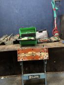TWO TOOLBOXES AND POWER TOOLS, including a Bosch ART 30 strimmer (PAT pass and working), a Black and
