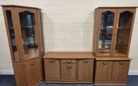 THREE PIECES OF LATE 20TH CENTURY FURNITURE, to include a sideboard, fitted with three doors and a