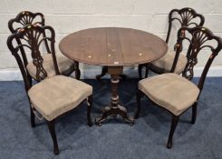 A 19TH CENTURY MAHOGANY SUTHERLAND TABLE, raised on spiral supports and four cabriole legs, with