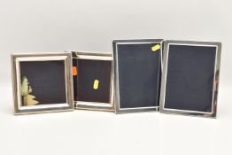 FOUR SILVER FRONTED PICTURE FRAMES, two frames measures approximately 165mm x 165mm, two frames