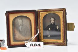 TWO 19TH CENTURY PHOTOGRAPHS, comprising a daguerreotype of a man wearing a jacket, waistcoat and