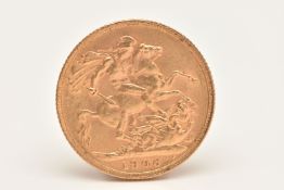 AN EDWARD VII FULL GOLD SOVEREIGN COIN, dated 1906, approximate diameter 22.0mm, approximate gross