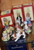 A GROUP OF EIGHT MOSTLY NOVELTY FIGURINES, comprising three Beswick figures from the Beatrix