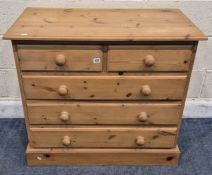 A MODERN PINE CHEST OF TWO SHORT OVER THREE LONG DRAWERS, width 89cm x depth 46cm x height 79cm,