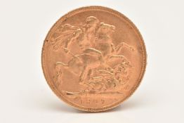 AN EDWARD VII FULL GOLD SOVEREIGN COIN, dated 1907, approximate diameter 22.0mm, approximate gross