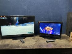 A PANASONIC TX-L37G20BA 37in TV with a universal remote and a Neon 23in TV/DVD combi with remote (