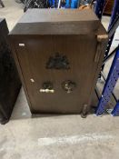 A VINTAGE WALKER AND WORSEY BIRMINGHAM CAST IRON SAFE with one key to door, one internal drawer