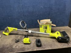 A RYOBI RY18PCB CORDLESS PATIO BRUSH with charger and an aftermarket battery (PAT pass and working)